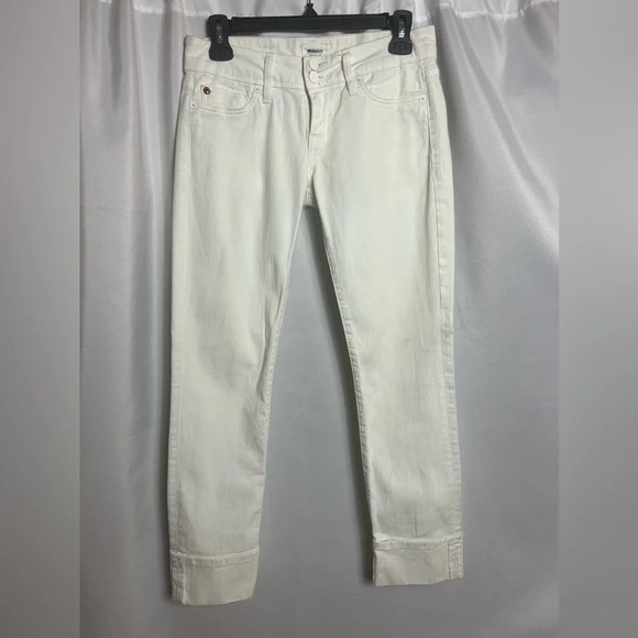 Hudson Women’s Crop Ginny Straight White Cuff Jeans Size 26 - Picture 1 of 8
